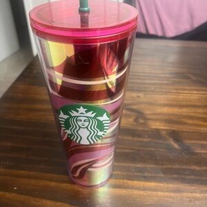 Starbucks Pink and Red Swirl Tumbler